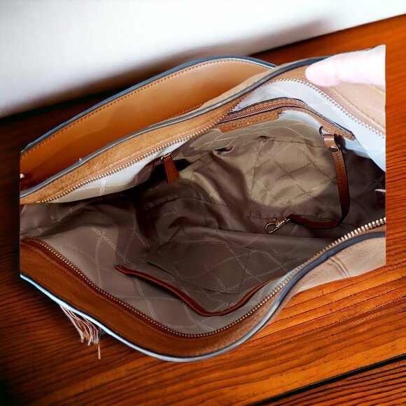 Michael Kors Brooke Pebble Leather Brown "Large" Hobo Handbag - Picture 8 of 11